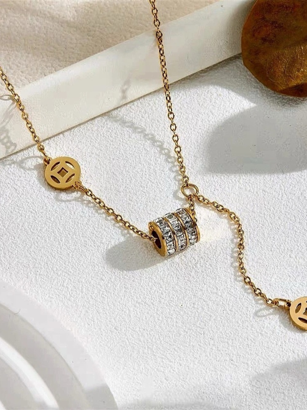 14k Gold Filled & White Pendant Necklace
